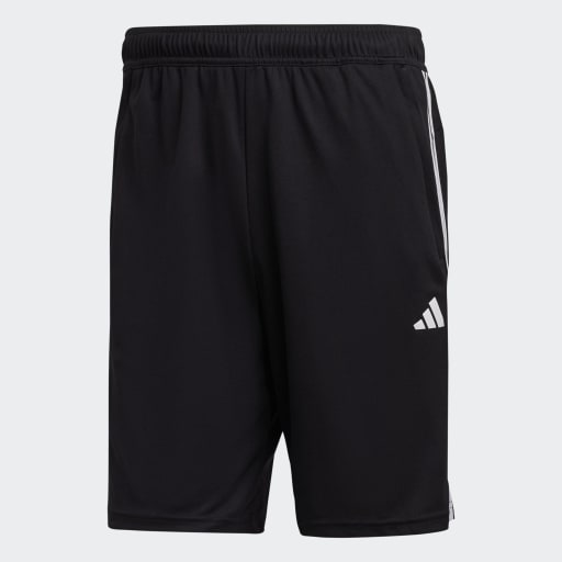 TRAIN ESSENTIALS PIQUÉ 3-STRIPES TRAINING SHORTS - Black / White