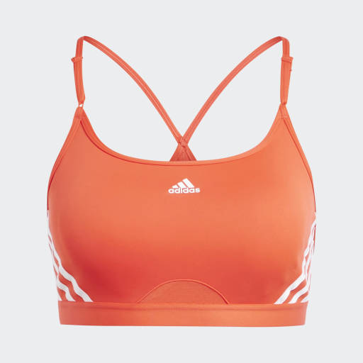 ADIDAS AEROREACT TRAINING LIGHT-SUPPORT 3-STRIPES BRA - Bright Red / White
