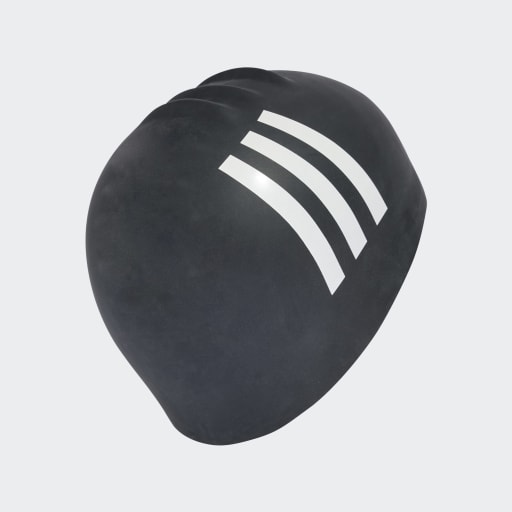 3-STRIPES SWIM CAP - Black / White