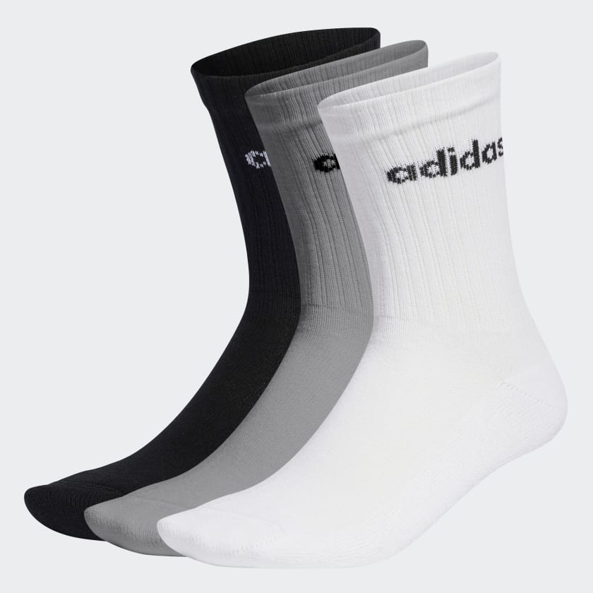 ADIDAS LINEAR CREW CUSHIONED SOCKS 3 PAIRS - GREY