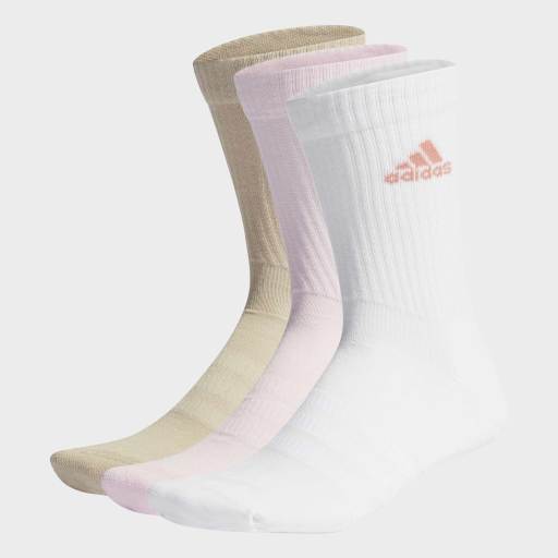 CUSHIONED CREW SOCKS 3 PAIRS - Clear Pink / White / Wonder Beige