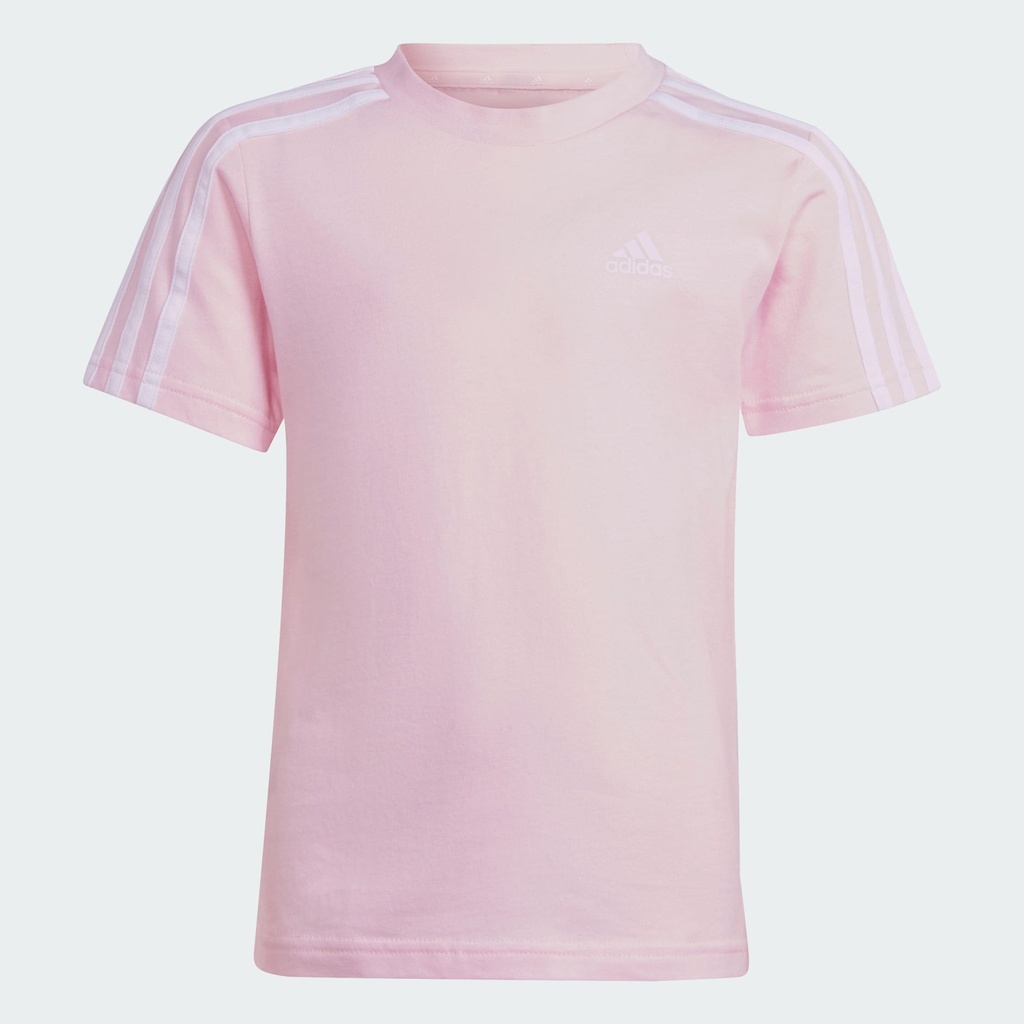 ESSENTIALS 3-STRIPES COTTON T-SHIRT - Clear Pink / White