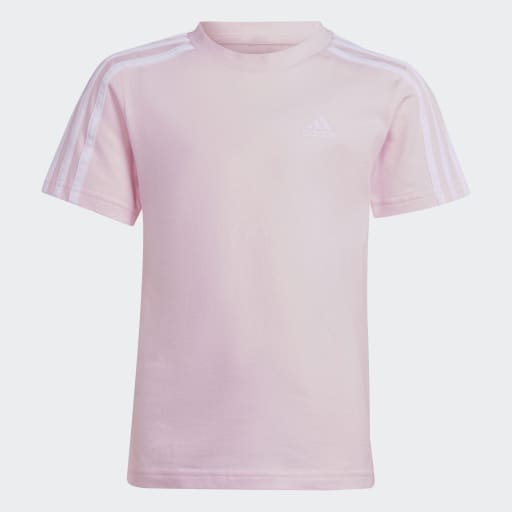 ESSENTIALS 3-STRIPES COTTON T-SHIRT - Clear Pink / White