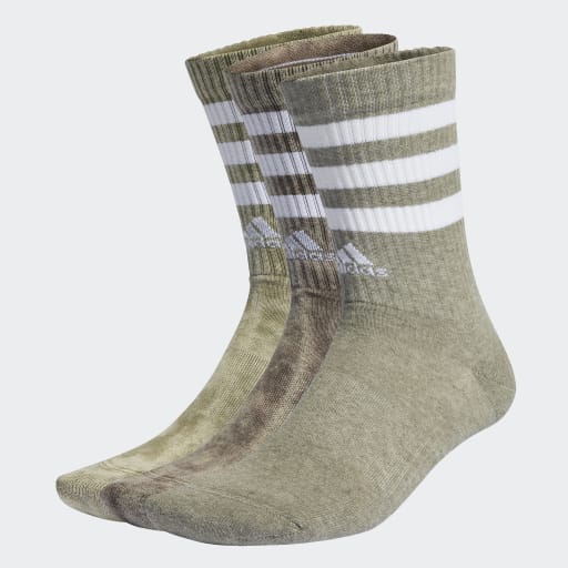 3-STRIPES STONEWASH CREW SOCKS 3 PAIRS - Shadow Olive / Olive Strata / Silver Pebble