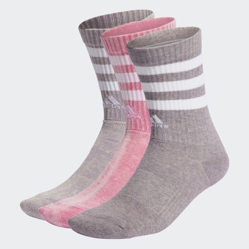 3-STRIPES STONEWASH CREW SOCKS 3 PAIRS - Pulse Magenta / Preloved Fig / Grey Two