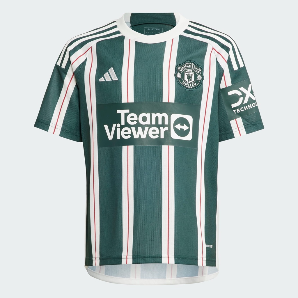MANCHESTER UNITED 23/24 AWAY JERSEY KIDS - Green Night / Core White / Active Maroon