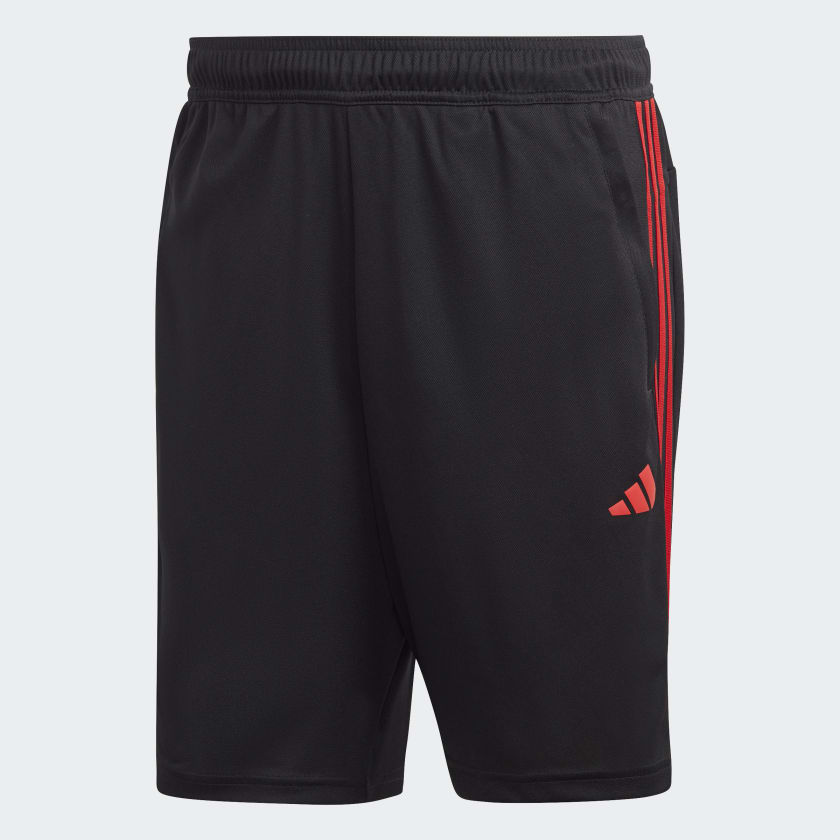 TRAIN ESSENTIALS PIQUÉ 3-STRIPES TRAINING SHORTS - Black