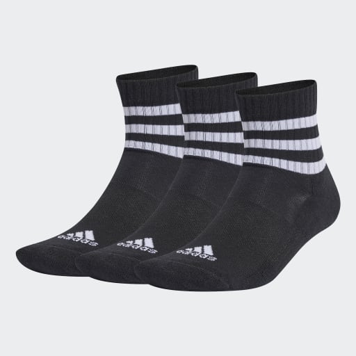 3-STRIPES CUSHIONED SPORTSWEAR MID-CUT SOCKS 3 PAIRS - Black / White