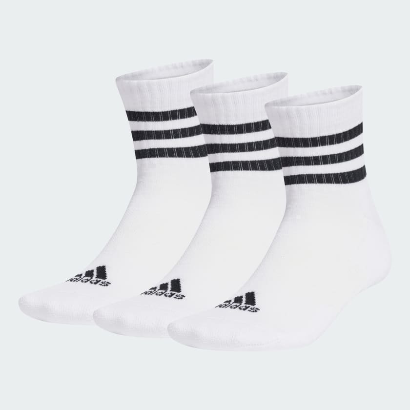 3-STRIPES CUSHIONED SPORTSWEAR MID-CUT SOCKS 3 PAIRS - White / Black