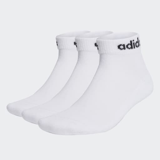 LINEAR ANKLE CUSHIONED SOCKS 3 PAIRS - White / Black