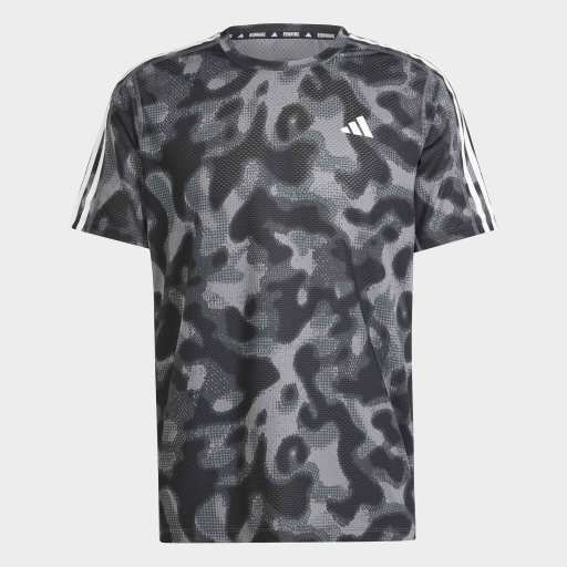 OWN THE RUN 3-STRIPES ALLOVER PRINT T-SHIRT - Grey Four / Grey Six / Carbon / Black