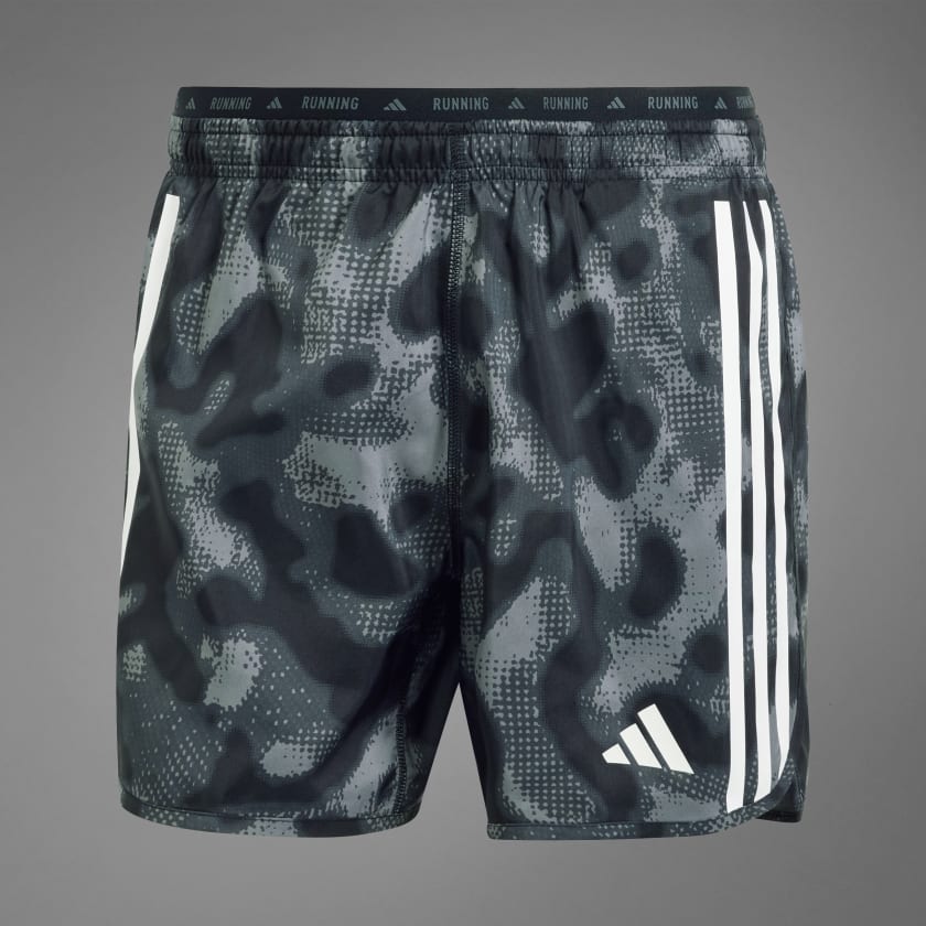 OWN THE RUN 3-STRIPES ALLOVER PRINT SHORTS - Grey Four / Grey Six / Carbon / Black
