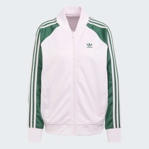 ADICOLOR CLASSICS SST LOOSE TRACK TOP - Clear Pink / Collegiate Green