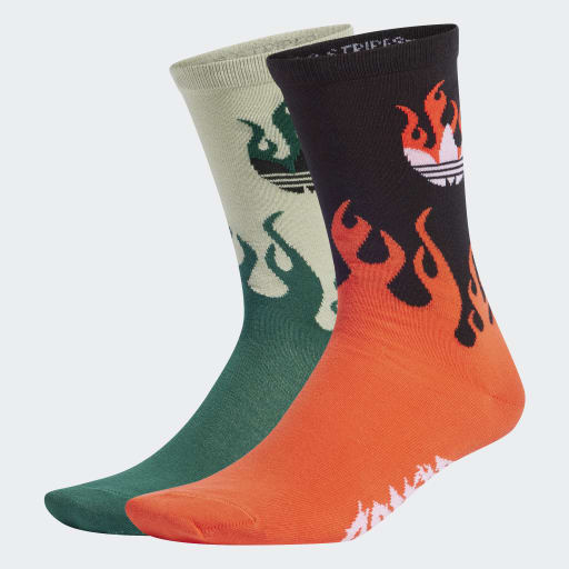 FLAMES CREW SOCKS 2 PAIRS - Black / Bright Red / Halo Green