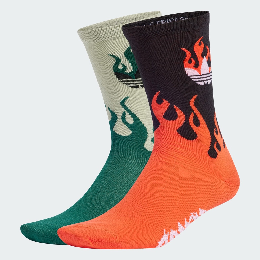 FLAMES CREW SOCKS 2 PAIRS - Black / Bright Red / Halo Green