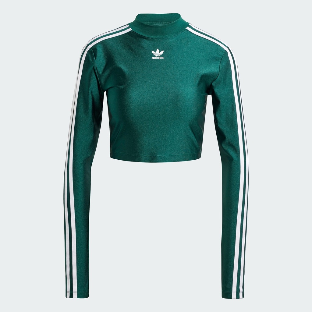 3-STRIPES CROPPED LONG SLEEVE LONG-SLEEVE TOP - Collegiate Green