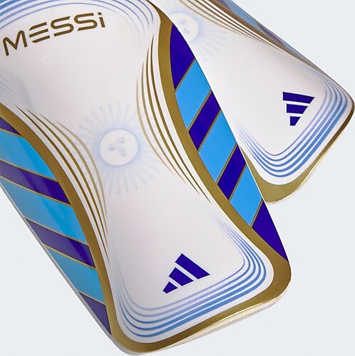 MESSI CLUB SHIN GUARDS - White / Lucid Blue / Gold Met.