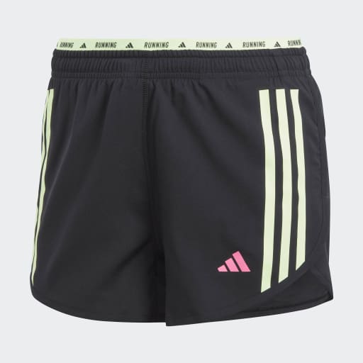 OWN THE RUN 3-STRIPES SHORTS - Black / Lucid Pink / Green Spark