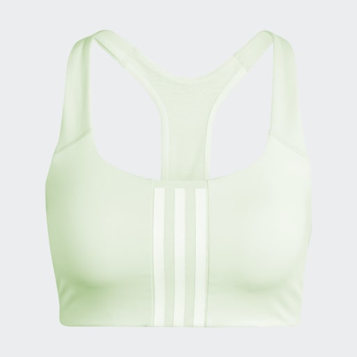 POWERIMPACT TRAINING MEDIUM-SUPPORT 3-STRIPES BRA - Semi Green Spark