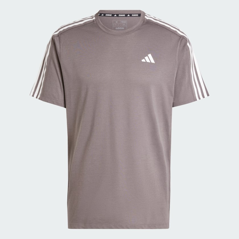OWN THE RUN 3-STRIPES T-SHIRT - Charcoal