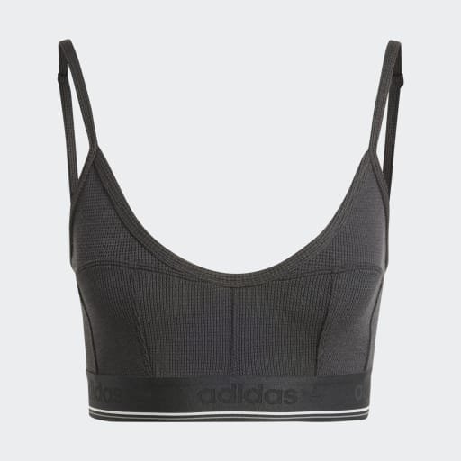 WAFFLE BRA LONG-SLEEVE TOP - Black 