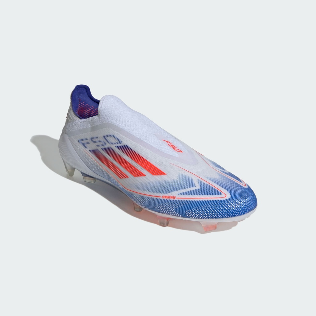 F50 ELITE LACELESS FIRM GROUND BOOTS - Cloud White / Solar Red / Lucid Blue