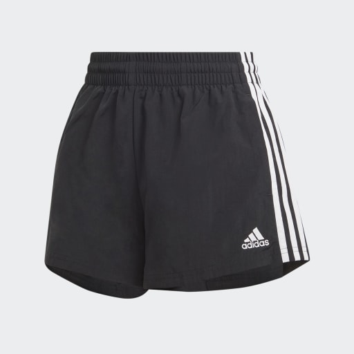 ESSENTIALS 3-STRIPES WOVEN SHORTS - Black / White