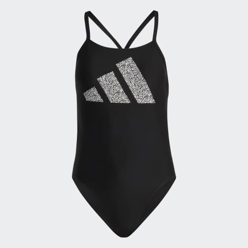 3 BAR LOGO PRINT SWIMSUIT - Black / White