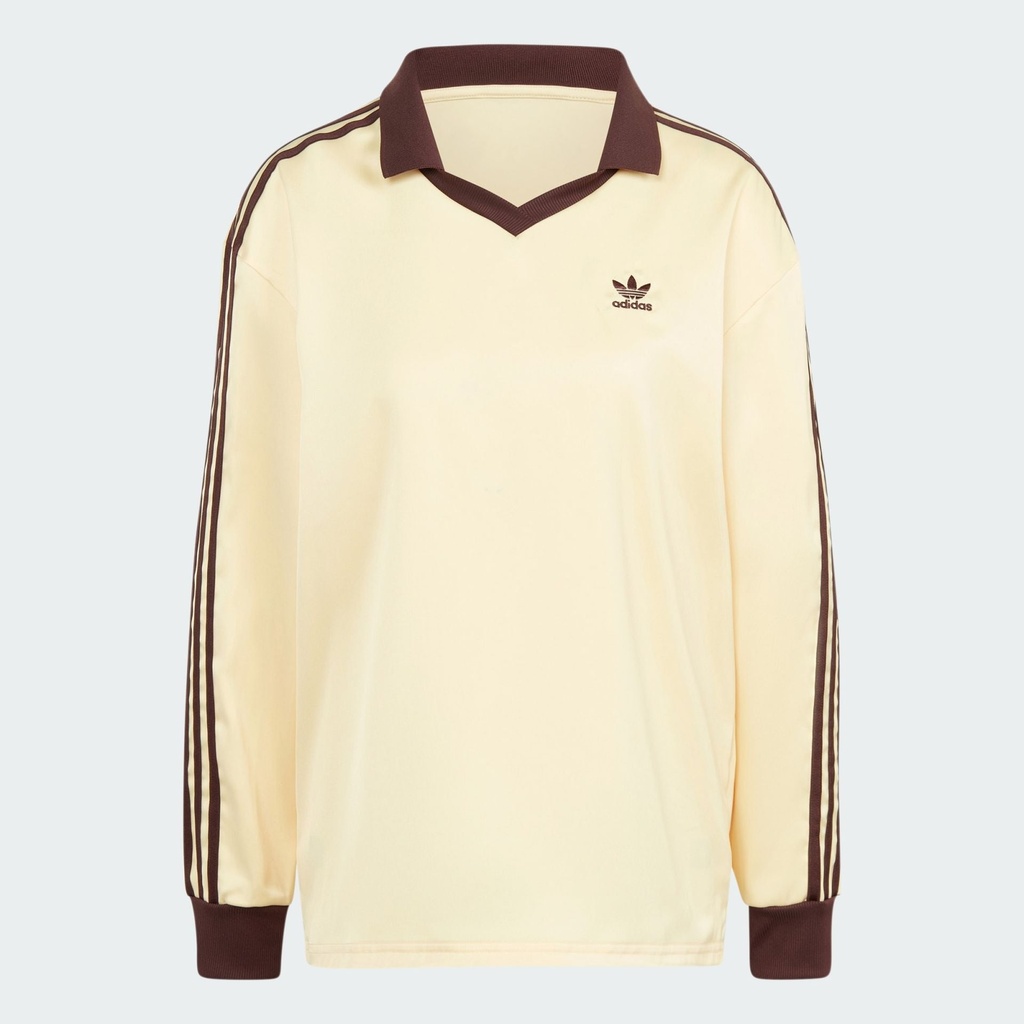 3-STRIPES SATIN LONG-SLEEVE TOP - Almost Yellow  