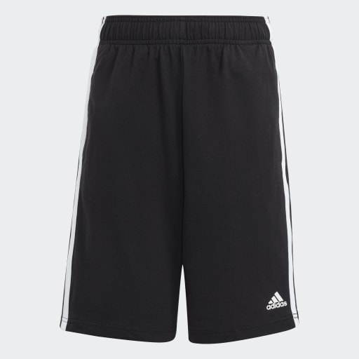ESSENTIALS 3-STRIPES KNIT SHORTS - Black / White