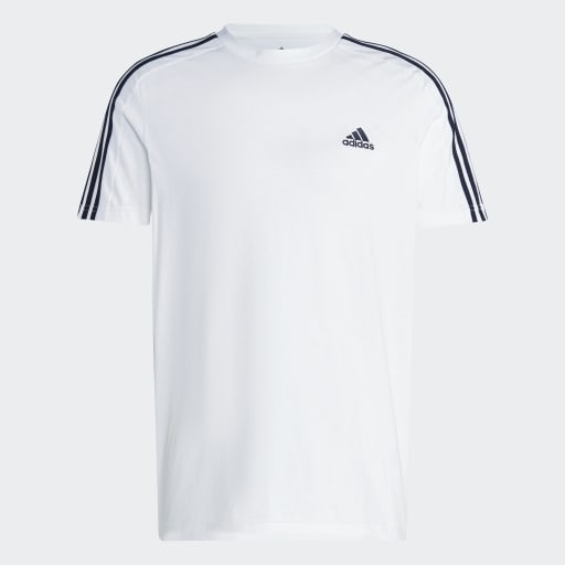 ESSENTIALS SINGLE JERSEY 3-STRIPES T-SHIRT - White / Black