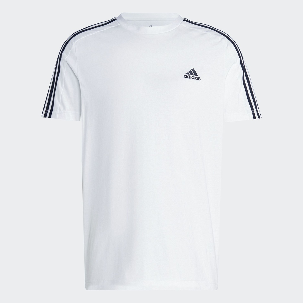 ESSENTIALS SINGLE JERSEY 3-STRIPES T-SHIRT - White / Black