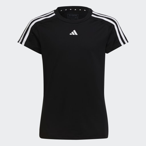 TRAIN ESSENTIALS AEROREADY 3-STRIPES SLIM-FIT TRAINING T-SHIRT - Black / White