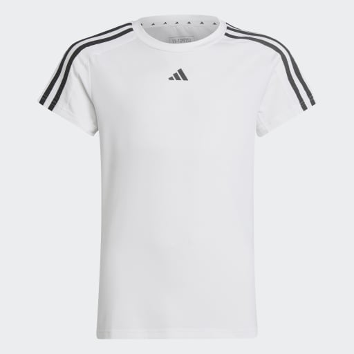 TRAIN ESSENTIALS AEROREADY 3-STRIPES SLIM-FIT TRAINING T-SHIRT - White / Black