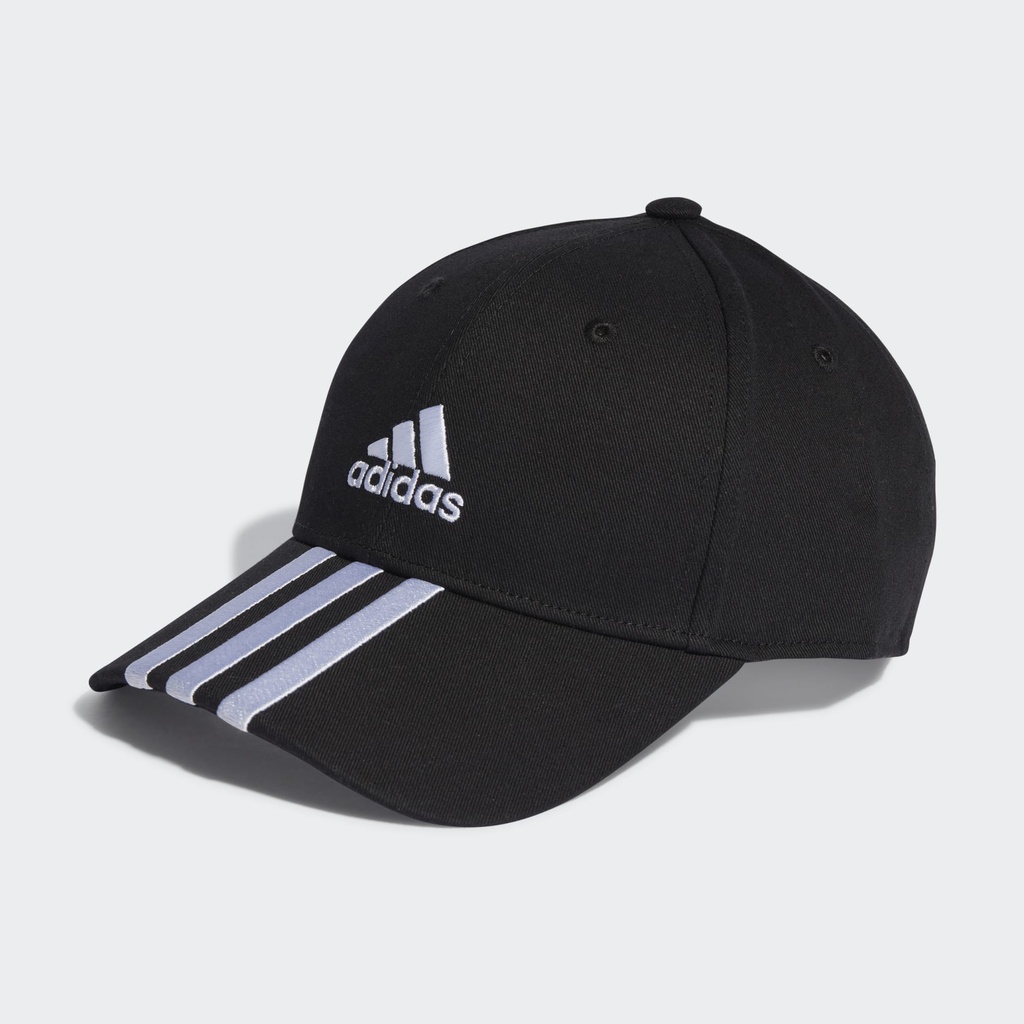 3-STRIPES COTTON TWILL BASEBALL CAP - Black / White