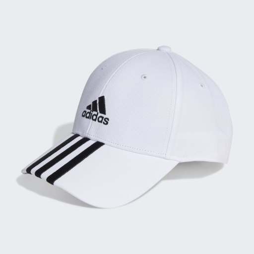 3-STRIPES COTTON TWILL BASEBALL CAP - White / Black