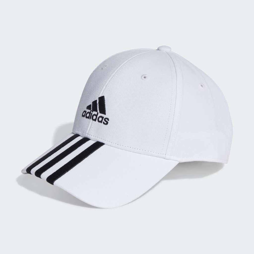 3-STRIPES COTTON TWILL BASEBALL CAP - White / Black