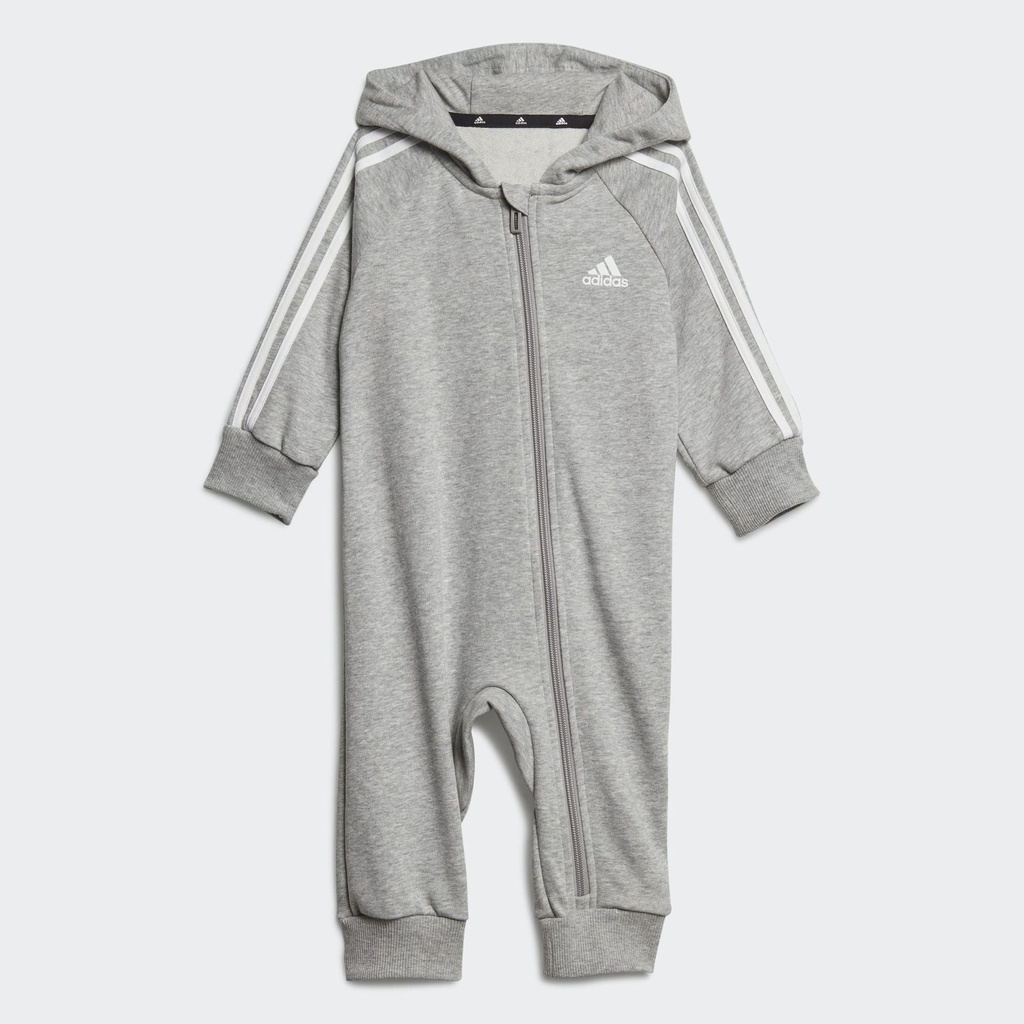 ESSENTIALS 3-STRIPES FRENCH TERRY BODYSUIT KIDS - Medium Grey Heather / White