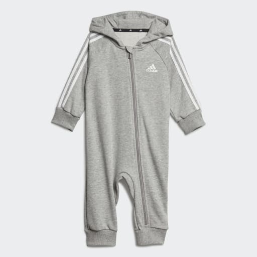 ESSENTIALS 3-STRIPES FRENCH TERRY BODYSUIT KIDS - Medium Grey Heather / White