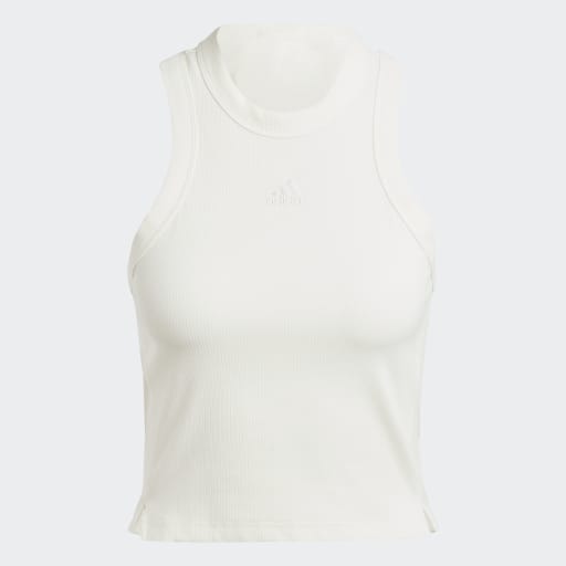 LOUNGE RIBBED CROP TANK TOP - Off White