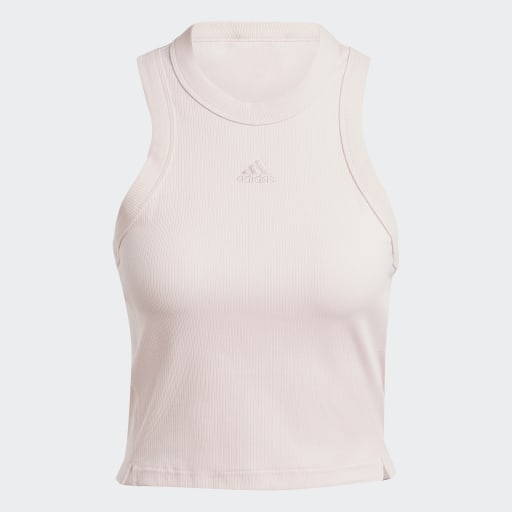 LOUNGE RIBBED CROP TANK TOP - Sandy Pink