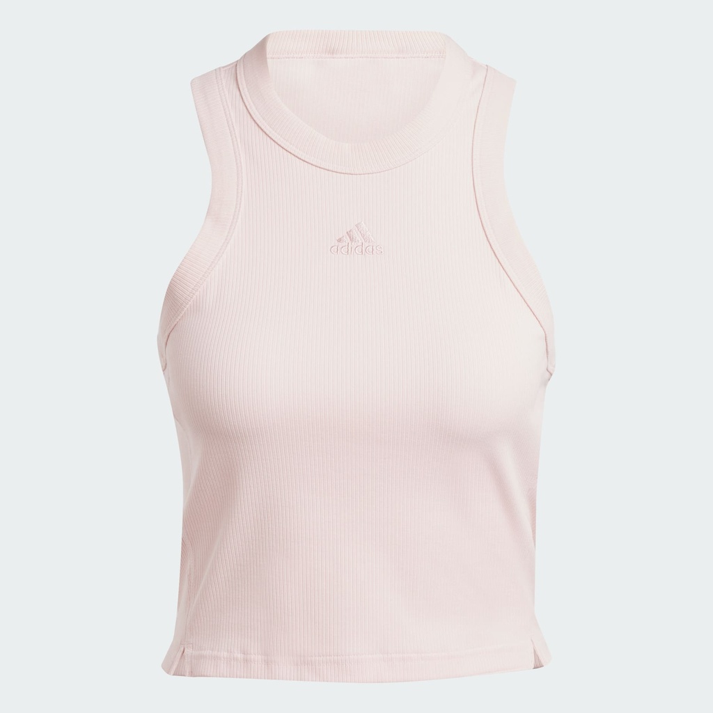 LOUNGE RIBBED CROP TANK TOP - Sandy Pink