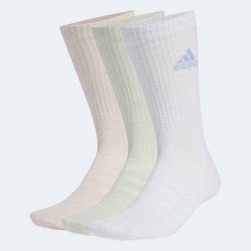CUSHIONED CREW SOCKS 3 PAIRS - White / Sandy Pink / Linen Green