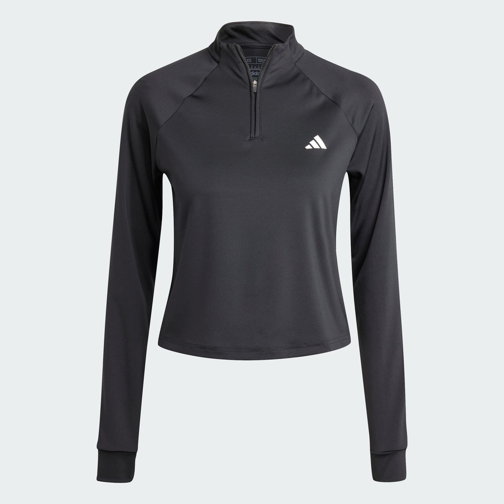 ADIDAS WORKOUT ESSENTIALS MINIMAL BRANDING 1/4 ZIP COVER UP  - Black