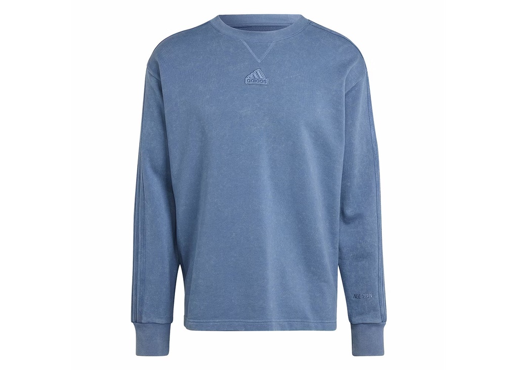 ALL SZN FRENCH TERRY 3 STRIPES GARMENT WASH CREW  - Preloved Ink