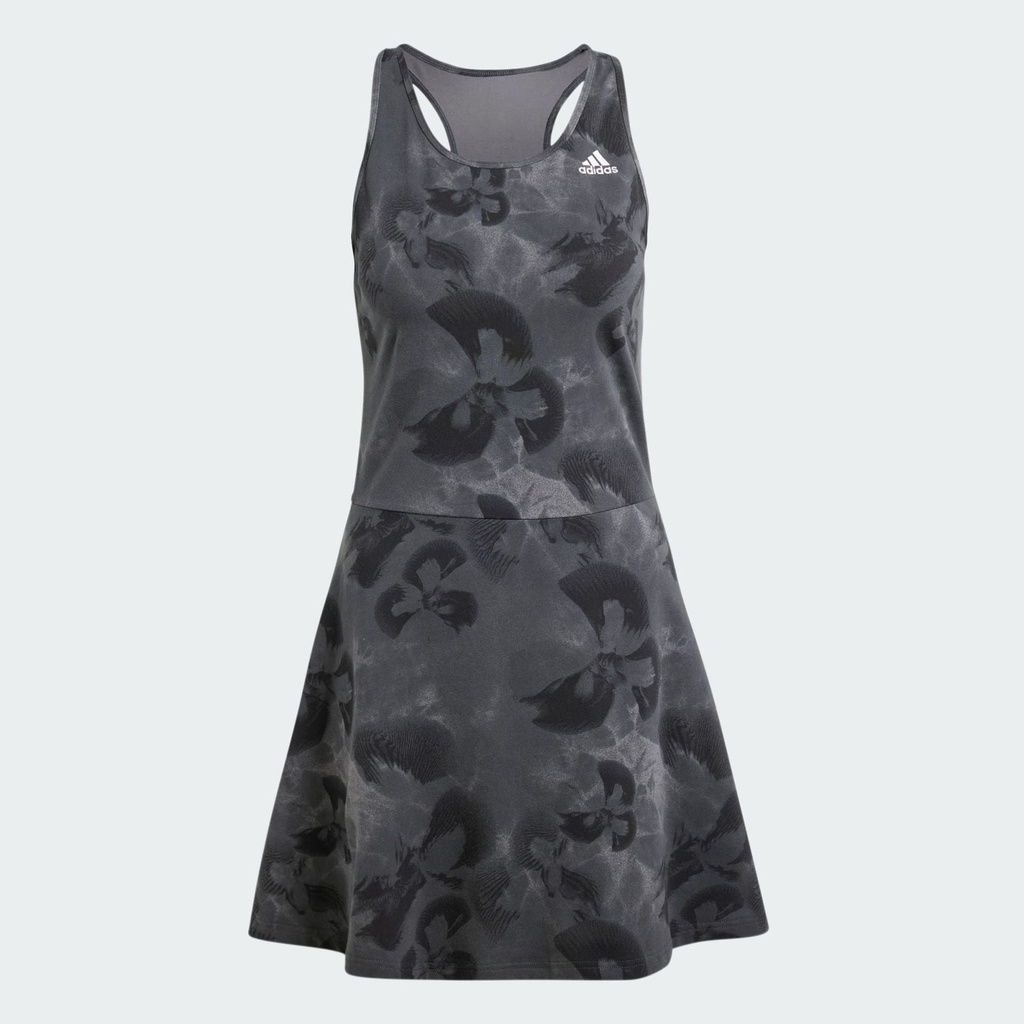 FLORAL GRAPHIC SINGLE JERSEY DRESS  - Grey Five
