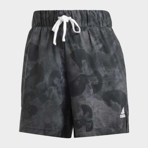 FLORAL GRAPHIC WOVEN SHORTS  - Grey Five