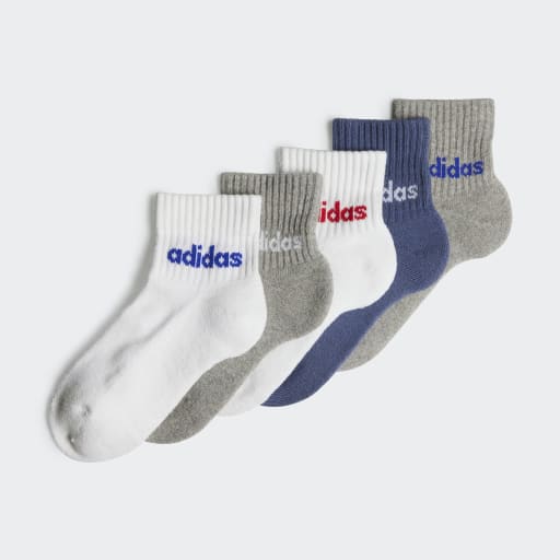 LINEAR ANKLE SOCKS 5 PAIRS KIDS - White / Medium Grey Heather / Preloved Ink