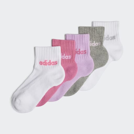 LINEAR ANKLE SOCKS 5 PAIRS KIDS - White / Pink Fusion / Bliss Lilac / Medium Grey Heather
