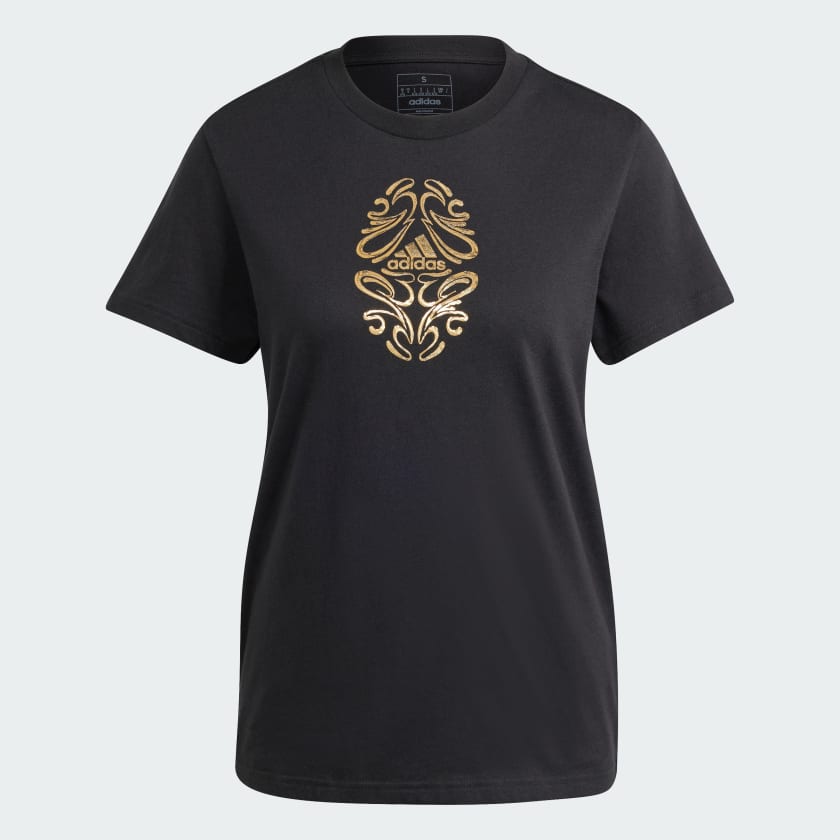 METALLIC GRAPHIC TEE  - Black